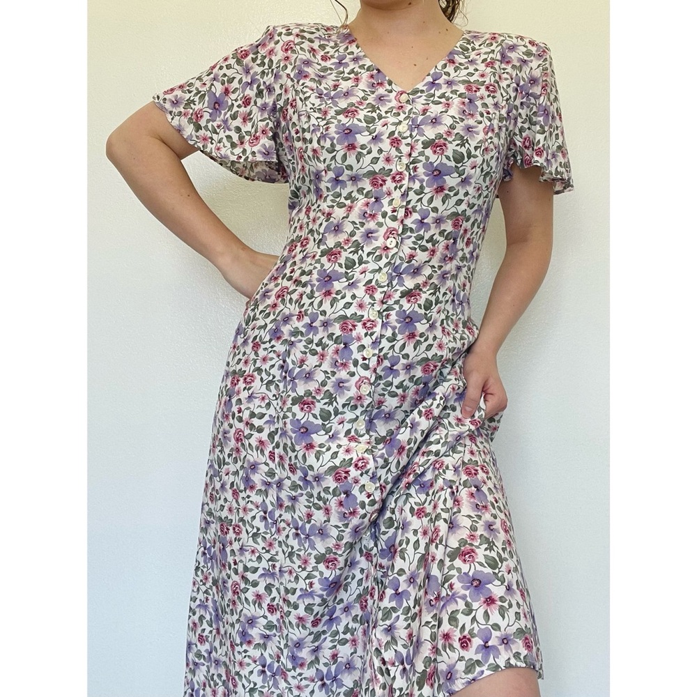 Caroline Wells | Vintage 90s Floral Cottagecore Button-Down Dress
